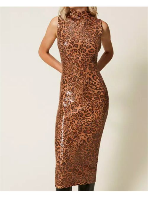 LONGUETTE DRESS ANIMALIER TWIN SET | 252TP361012737 ST.ANIM.COFFEE